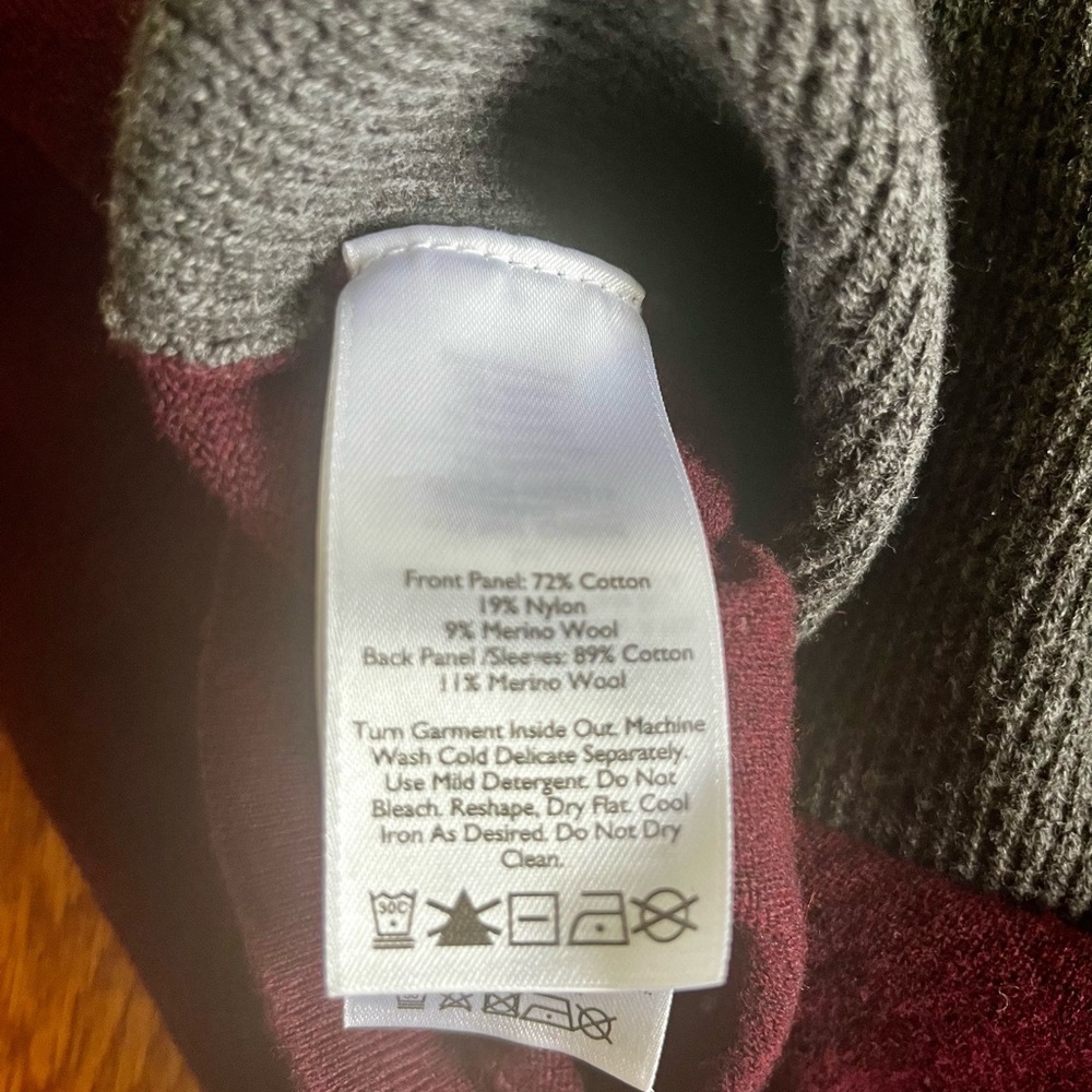 Eddie Bauer Mens Waffle Knit Burgundy Gray Sweater - Small - Picture 5 of 9